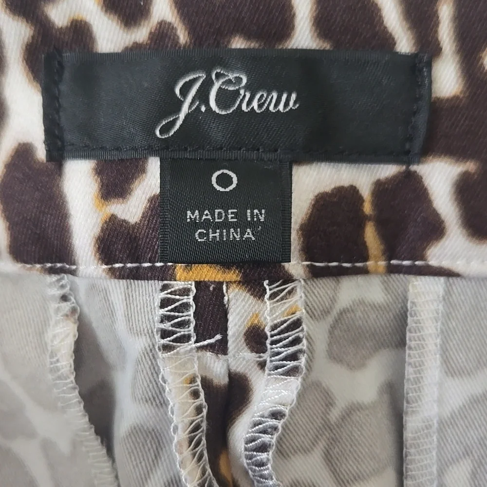 J.Crew Leopard Print High Rise Slim Ankle Pants Size 0